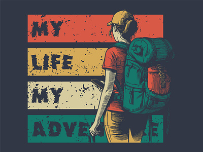 MY LIFE MY ADVENTURE adventure coreldraw hiking illustration indonesia lineart mountain nature vector