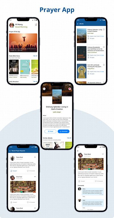 Prayer App - Connect, Celebrate, and Inspire appdesign biblestudy christianbooks designinspiration faithcommunity mobileappdesign prayerapp religiousapp religioustech ui uiuxdesign userexperience