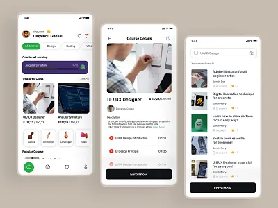 Online Education App app design branding creative design graphic design interface interface design mobile app ui