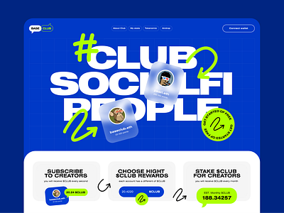 SocialFi club Landing page design crypto daily gamefi homepage landing page nft socialfe ui web webdesign website