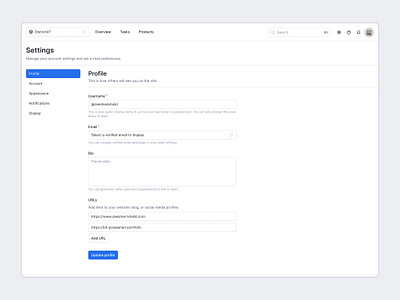 Profile Form - District47 Agency design design system form product design profile settings ui ux web