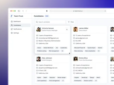 Talent Track - Application tracking system ats hiringsolutions recruitmenttech talentmanagement uxdesign