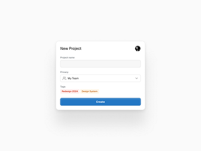 Create Project Modal concept modal product design ui