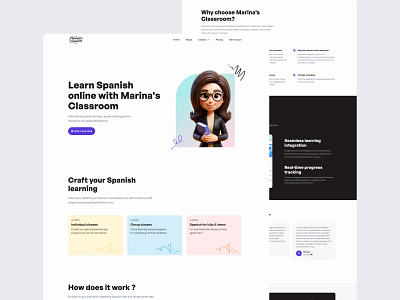 Marina's Classroom | Landing Page 3d avatar design education landing ui design uidesign ux