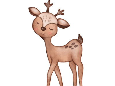 Watercolor cute deer cute deer