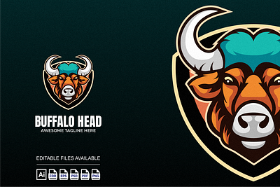 Buffalo Head Illustration Logo 3d branding buffalo colorful design graphic design illustration logo