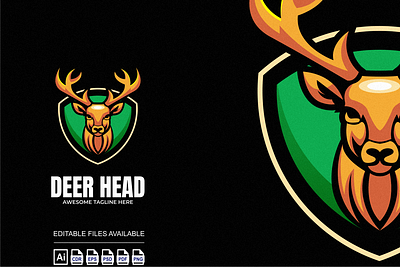 Deer Head illustration Logo 3d branding colorful deer design graphic design illustration logo