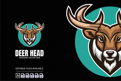 Deer head Illustration Logo 3d branding colorful deer design graphic design illustration logo