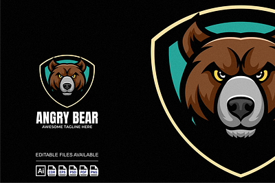 Angry Bear Illustration Logo 3d bear branding colorful design graphic design illustration logo
