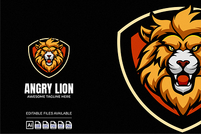 Angry Lion Illustration Mascot Logo 3d branding colorful design graphic design illustration logo