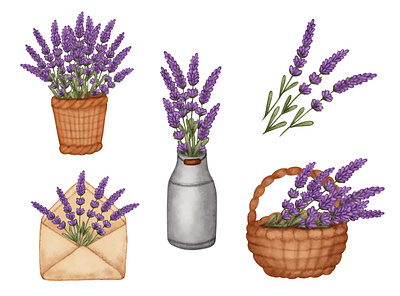 Set lavender watercolor lavender set watercolor