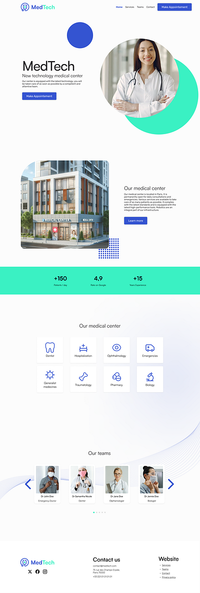 Homepage for a medical center website ui webdesign website