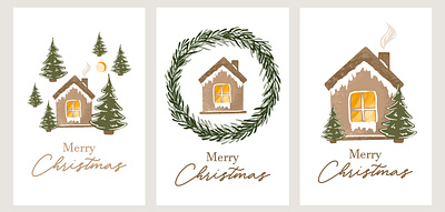 Set Christmas cards card christmas greeting