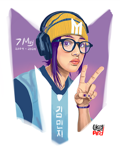 Kim Minji [NewJeans] 20th Birthday ditto graphic design idol illustration korea kpop mijni newjeans omg portrait sketchbook pro song vector