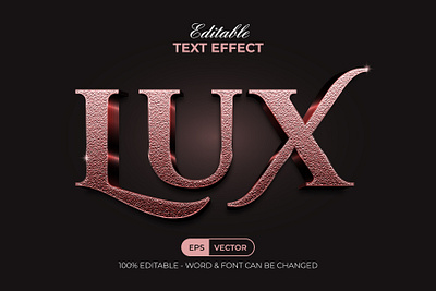 Lux Text Effect Rose Gold Style 3d design editable effect font gold lettering logotype luxury modern style text texture type typface typography