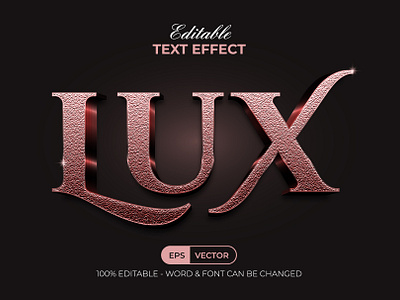 Lux Text Effect Rose Gold Style 3d design editable effect font gold lettering logotype luxury modern style text texture type typface typography
