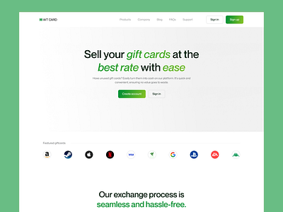 Giftcard hero section giftcard giftcards hero section] landing page ui website