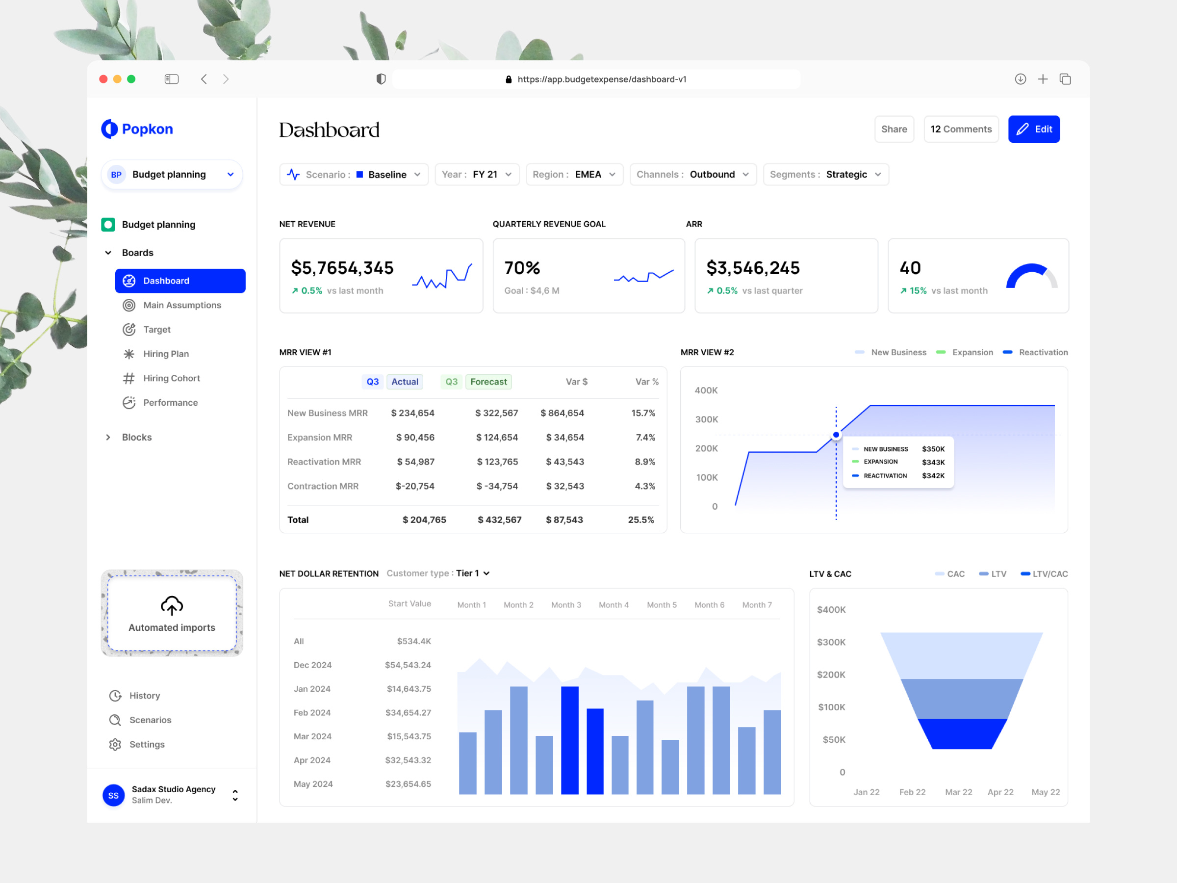 Budget Planning ➔ Version budget planing crm crm ui dashboard minimal plan saas saas ui saas ux ui ux