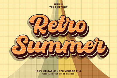 Retro Summer Text Effect 3d 70s background beach branding design editable text holiday illustration letter lettering logo retro season signs summer text effect typography vector vintage
