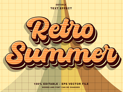 Retro Summer Text Effect 3d 70s background beach branding design editable text holiday illustration letter lettering logo retro season signs summer text effect typography vector vintage