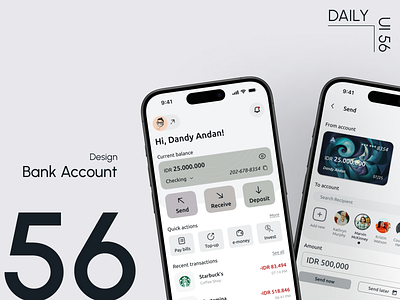 Day 56: Bank Account bank account view screen design daily ui challenge finance app design information architecture microcopy mobile app design ui design user experience user interface