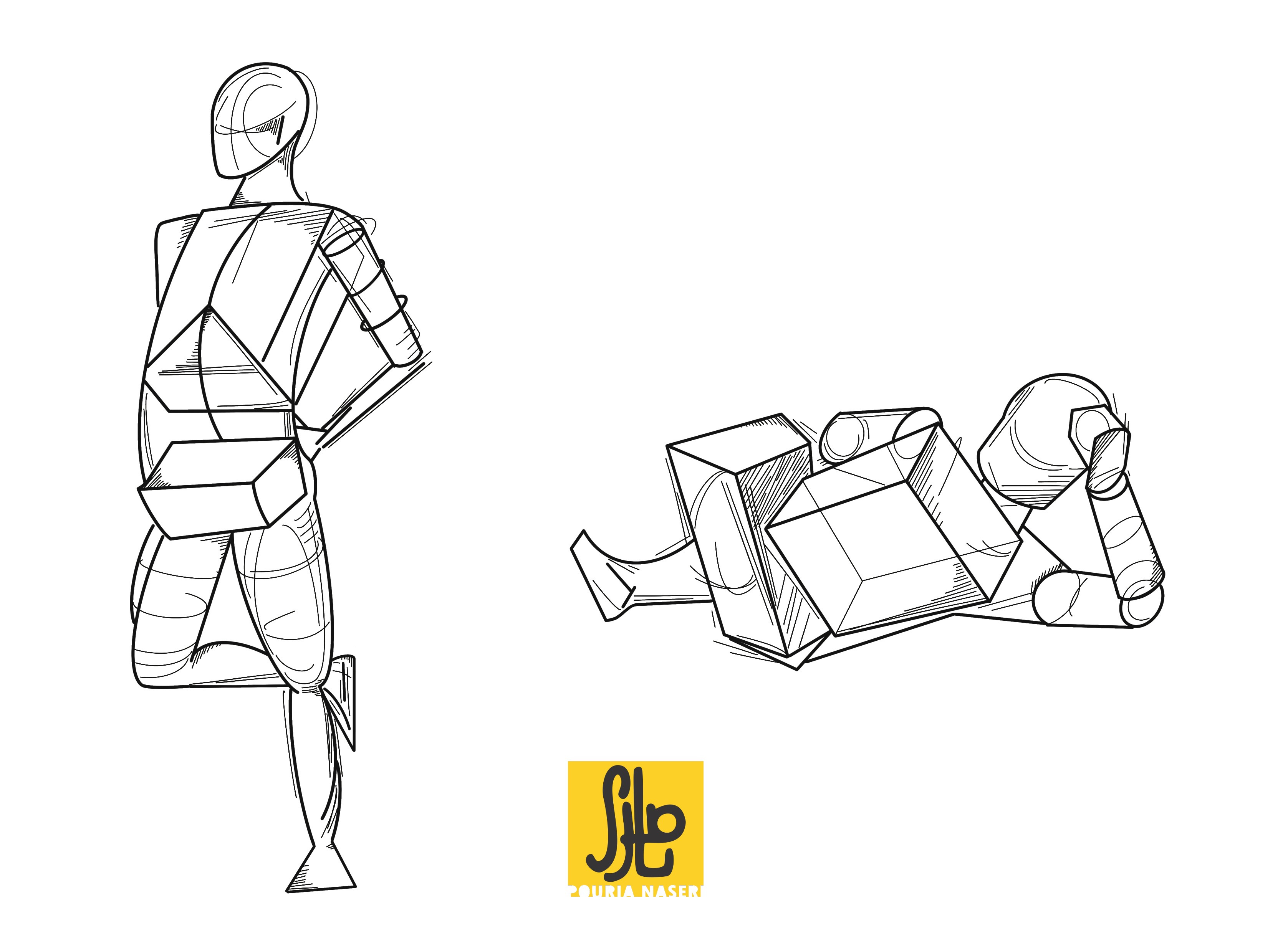 Rhythmic Contortions abstract forms artistic process contour line drawing creative experiments design digitalart figurative art figure drawing gestural drawing graphic design illustration movement study pourianaseri sketchbook