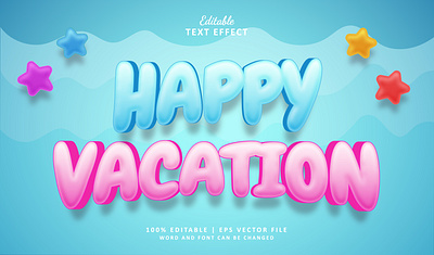 Text Effect Happy Vacation 3d alphabet branding juice logo orange text effect