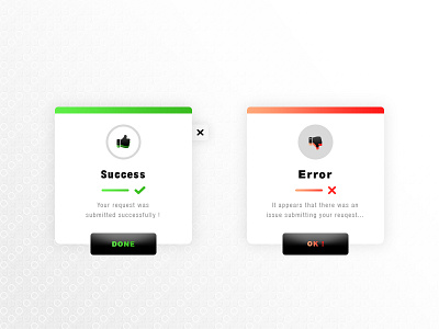 Success-Error Popup Notification brand branding crosss close design error graphic design icons illustration illustrator ai light theme notification photoshop psd popup print designer senior designer simple design sucess trick check typo typography ui ui ux designer