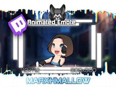 Resident Evil: Jill Valentine Animated Twitch Emote animated twitch emote blue eyes bongo emote dead by daylight illustration jill valentine kawaii horror kawaii twitch emote resident evil