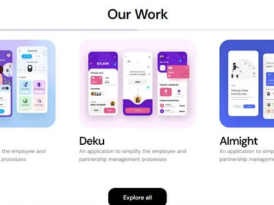 Work display cards ui web design works works page