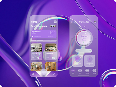 LumiHome Smart App glassmorphoismeffect illistraton mobileapp smarthomeapp uidesigns uiux