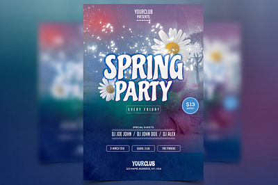 Spring Party - PSD Flyer club party flyers flyers party flyer psd psd party club flyers psd party flyer spring flyer spring party
