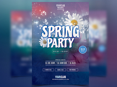 Spring Party - PSD Flyer club party flyers flyers party flyer psd psd party club flyers psd party flyer spring flyer spring party