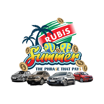 Rubis Pure summer branding car graphic design palm summer