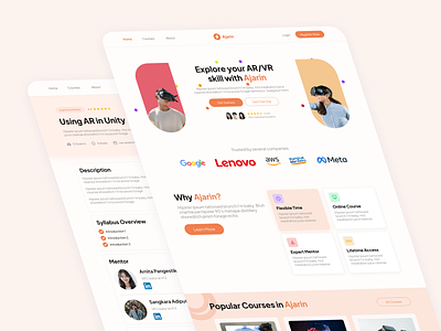 AR/VR Online Course Platform ar clean company profile design edutech landing page minimalist online course ui ui design vr website