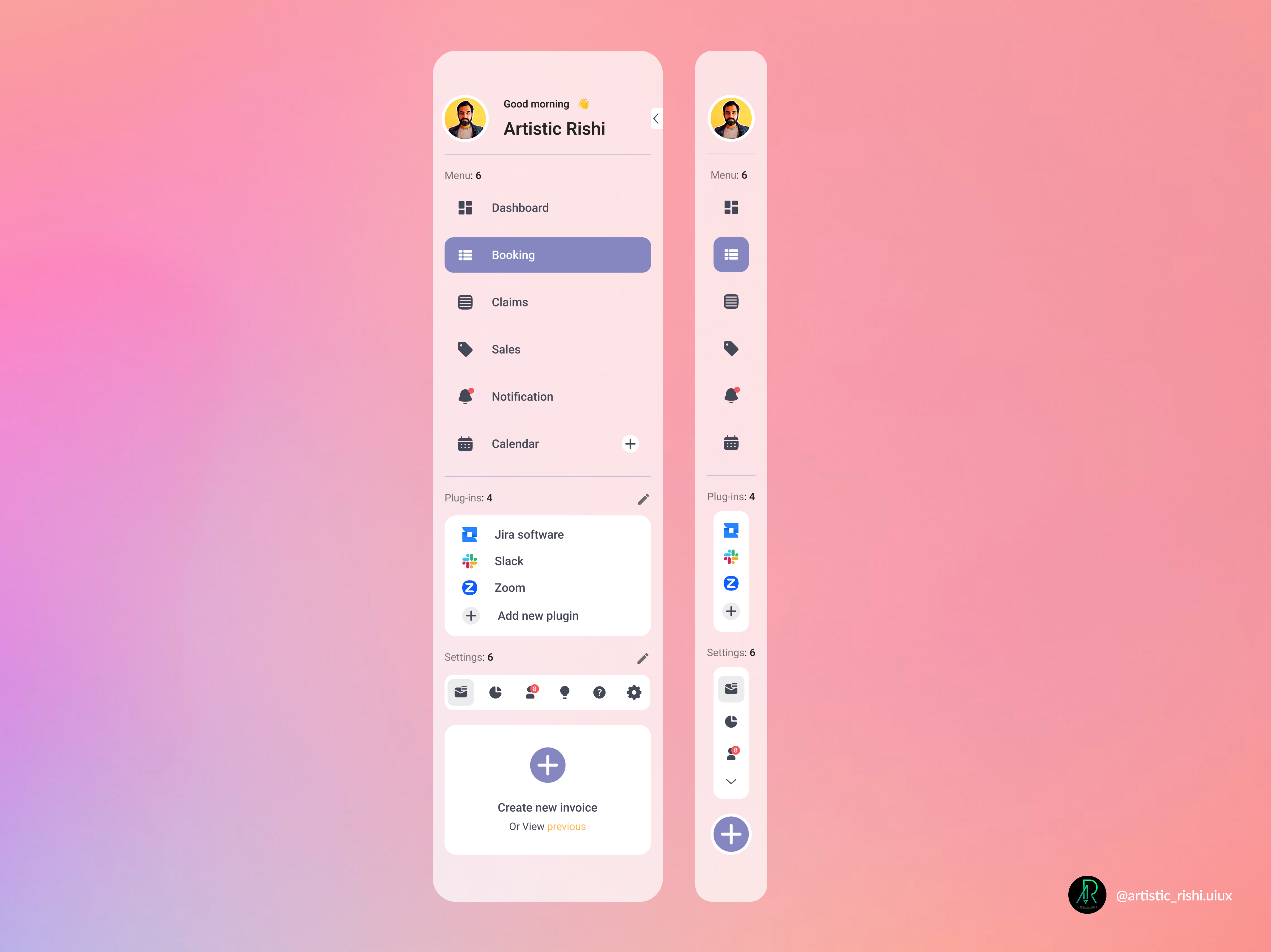 Dashboard Sidebar (Left Menu) admin admin panel artisticrishi branding claim dashboard dashboard sidebar design illustration menu rishikesh malviya side menu sidebar ui ui design uiux ux design web panel webpage website