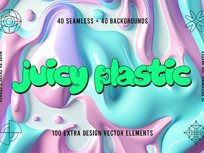 Juicy Plastic - Seamless & Melted 3d abstract background color concept design digital glass graphic illustration juicy plastic seamless melted light neon rainbow technology texture wave