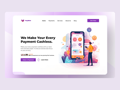 Virtual Payment Website Design branding business cashlesspayment design graphic design homepage illustration landing page landing page design onlinepayment ui virtualpayment webpage