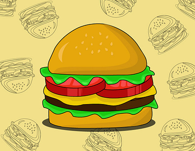 Burger Minimal Illustration branding burger digital design food graphic design illustration minimal restaurant social media design vector