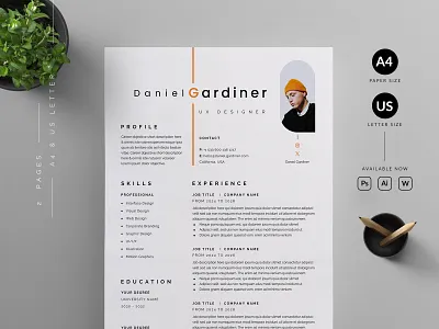 Resume/CV cover letter cv template design illustration professional resume ui us letter vector word