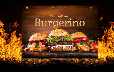 Burgerino Web Design burger design design concept food design food ui food website hero section online shop ui ui concept uiux web design website