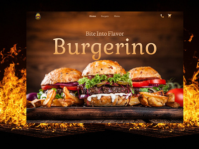 Burgerino Web Design burger design design concept food design food ui food website hero section online shop ui ui concept uiux web design website