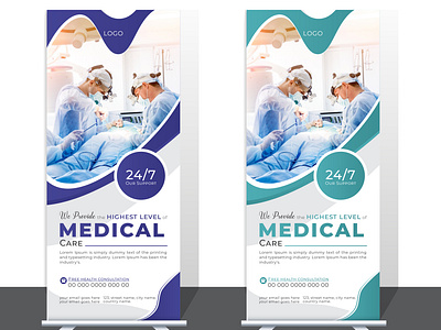 Modern Medical Roll Up Banner Design Template branding business care clinic design graphic designer health healthcare hospital marketing medical medical rack card medical roll up modern roll up rack card roll up roll up banner template vector x banner