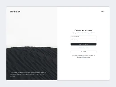 Sign up Form - District47 Agency account app create account design design system form product design sign up signup ui ux web