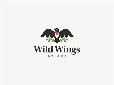 Grosbeak Bird Branch Logo aviary berries bird branch branding design forest graphic design grosbeak illustration logo logotype modern nature rose breasted grosbeak typography vector wings