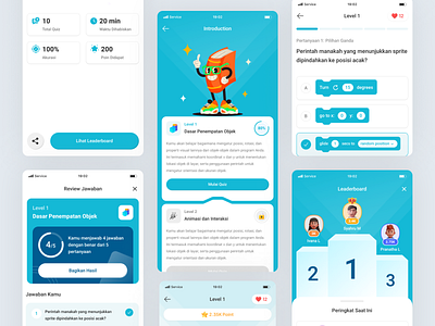 E-Learning Mobile Quiz App answer app apps cleandesign e learning education elearning funny gamification ios leaderboard learning mobile app ui mobile apps quiz quiz result