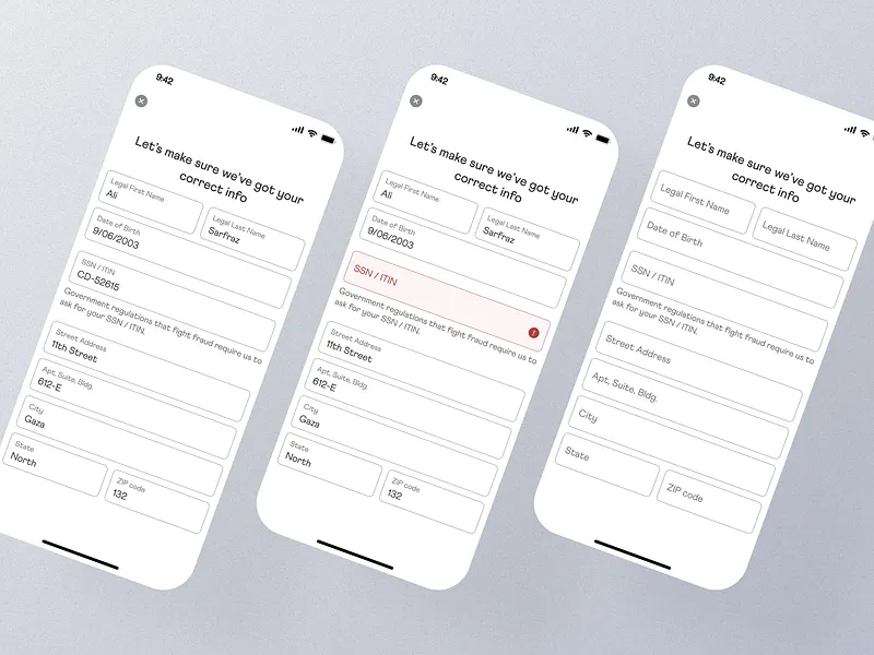 Personal information ui designs themes templates and downloadable