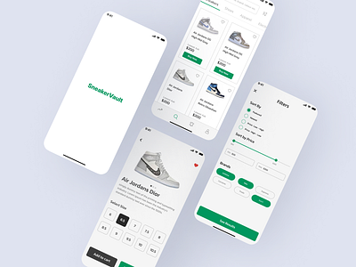 SneakerVault - Mobile App for Sneakers. 3d animation branding logo ui