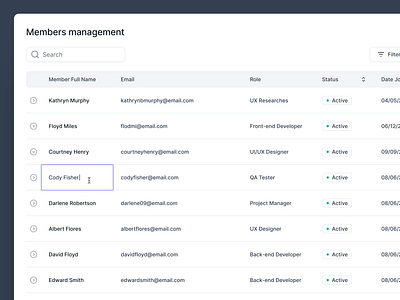 Interactive Table UI data table interactive table saas table table table data table design table ui