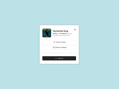 Daily UI 010 — Share Link daily ui daily ui challenge dailyui design modal share share link song success ui web